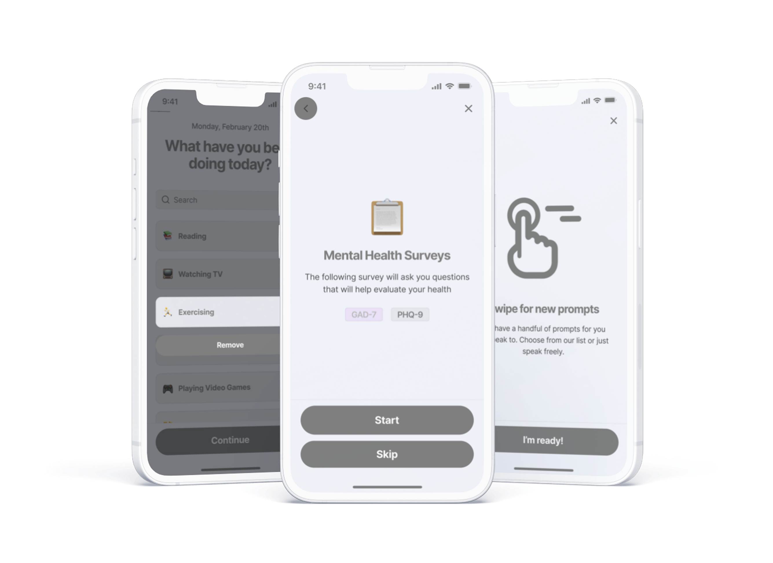 Voice Check-in Step 2: Mental Health Assessment Selection